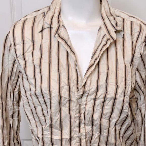 Frank & Eileen - The Barry Button Down Shirt in cream with camel stripe - Picture 4 of 15